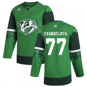 Authentic Adidas Youth Luke Evangelista Green 2020 St. Patrick's Day Jersey - NHL Nashville Predators