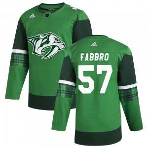 Authentic Adidas Youth Dante Fabbro Green 2020 St. Patrick's Day Jersey - NHL Nashville Predators