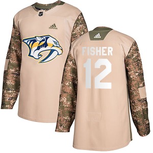 Authentic Adidas Youth Mike Fisher Camo Veterans Day Practice Jersey - NHL Nashville Predators
