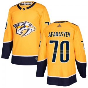 Authentic Adidas Youth Egor Afanasyev Gold Home Jersey - NHL Nashville Predators