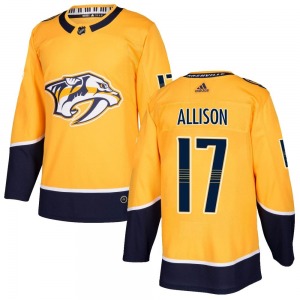Authentic Adidas Youth Wade Allison Gold Home Jersey - NHL Nashville Predators