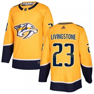 Authentic Adidas Youth Jake Livingstone Gold Home Jersey - NHL Nashville Predators