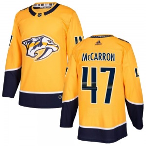 Authentic Adidas Youth Michael McCarron Gold Home Jersey - NHL Nashville Predators