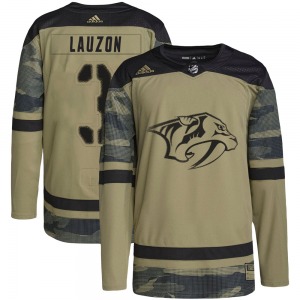 Authentic Adidas Youth Jeremy Lauzon Camo Military Appreciation Practice Jersey - NHL Nashville Predators
