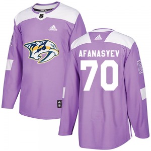 Authentic Adidas Youth Egor Afanasyev Purple Fights Cancer Practice Jersey - NHL Nashville Predators