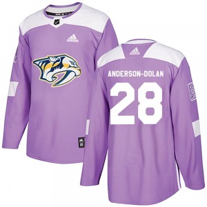 Authentic Adidas Youth Jaret Anderson-Dolan Purple Fights Cancer Practice Jersey - NHL Nashville Predators