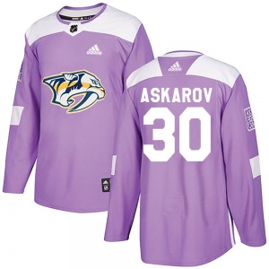 Authentic Adidas Youth Yaroslav Askarov Purple Fights Cancer Practice Jersey - NHL Nashville Predators