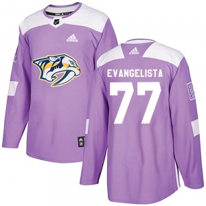 Authentic Adidas Youth Luke Evangelista Purple Fights Cancer Practice Jersey - NHL Nashville Predators