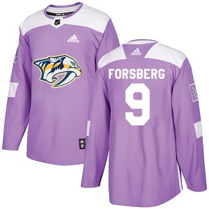 Authentic Adidas Youth Filip Forsberg Purple Fights Cancer Practice Jersey - NHL Nashville Predators