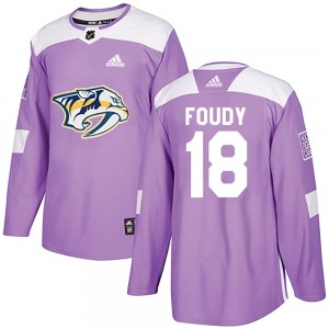 Authentic Adidas Youth Liam Foudy Purple Fights Cancer Practice Jersey - NHL Nashville Predators