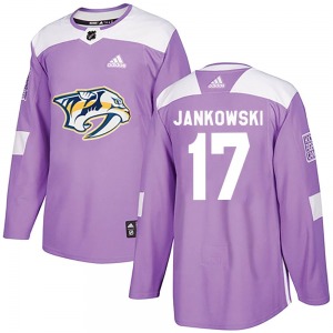 Authentic Adidas Youth Mark Jankowski Purple Fights Cancer Practice Jersey - NHL Nashville Predators