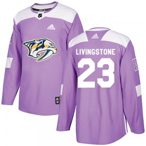 Authentic Adidas Youth Jake Livingstone Purple Fights Cancer Practice Jersey - NHL Nashville Predators