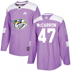 Authentic Adidas Youth Michael McCarron Purple Fights Cancer Practice Jersey - NHL Nashville Predators