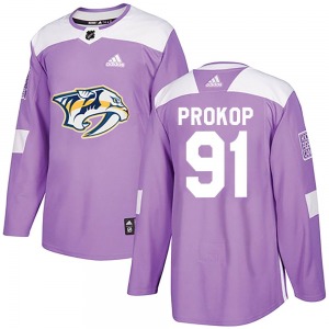 Authentic Adidas Youth Luke Prokop Purple Fights Cancer Practice Jersey - NHL Nashville Predators