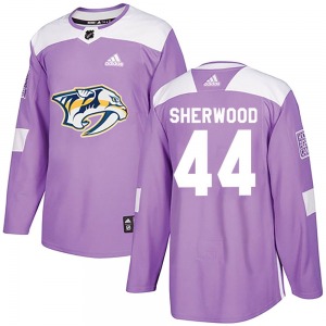 Authentic Adidas Youth Kiefer Sherwood Purple Fights Cancer Practice Jersey - NHL Nashville Predators