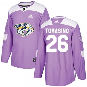 Authentic Adidas Youth Philip Tomasino Purple Fights Cancer Practice Jersey - NHL Nashville Predators