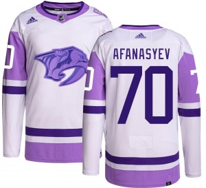 Authentic Adidas Youth Egor Afanasyev Hockey Fights Cancer Jersey - NHL Nashville Predators