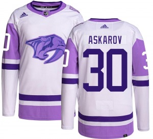 Authentic Adidas Youth Yaroslav Askarov Hockey Fights Cancer Jersey - NHL Nashville Predators