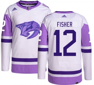 Authentic Adidas Youth Mike Fisher Hockey Fights Cancer Jersey - NHL Nashville Predators