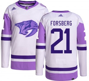 Authentic Adidas Youth Peter Forsberg Hockey Fights Cancer Jersey - NHL Nashville Predators