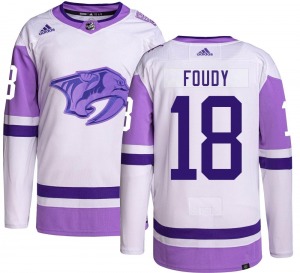 Authentic Adidas Youth Liam Foudy Hockey Fights Cancer Jersey - NHL Nashville Predators