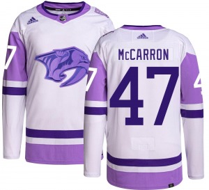 Authentic Adidas Youth Michael McCarron Hockey Fights Cancer Jersey - NHL Nashville Predators