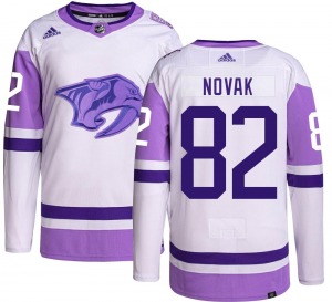 Authentic Adidas Youth Tommy Novak Hockey Fights Cancer Jersey - NHL Nashville Predators