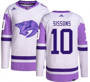 Authentic Adidas Youth Colton Sissons Hockey Fights Cancer Jersey - NHL Nashville Predators