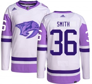 Authentic Adidas Youth Cole Smith Hockey Fights Cancer Jersey - NHL Nashville Predators