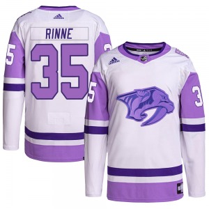 Authentic Adidas Youth Pekka Rinne White/Purple Hockey Fights Cancer Primegreen Jersey - NHL Nashville Predators