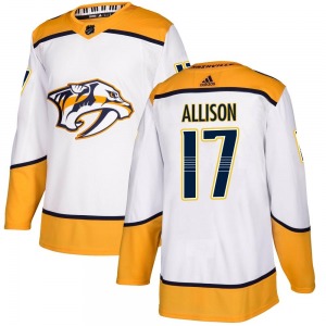 Authentic Adidas Youth Wade Allison White Away Jersey - NHL Nashville Predators