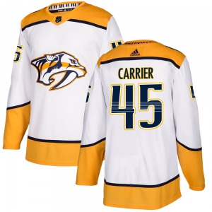 Authentic Adidas Youth Alexandre Carrier White Away Jersey - NHL Nashville Predators