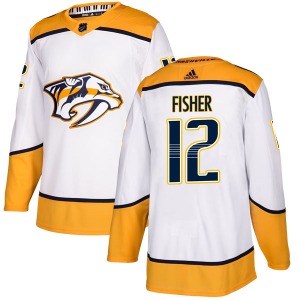 Authentic Adidas Youth Mike Fisher White Away Jersey - NHL Nashville Predators