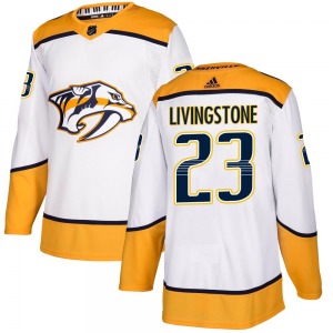 Authentic Adidas Youth Jake Livingstone White Away Jersey - NHL Nashville Predators
