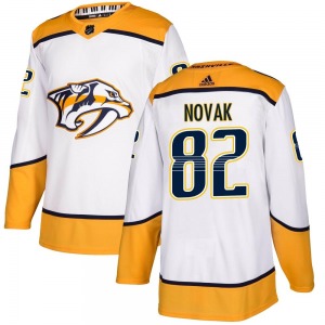 Authentic Adidas Youth Tommy Novak White Away Jersey - NHL Nashville Predators