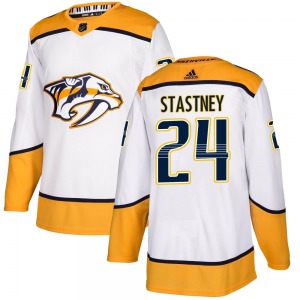 Authentic Adidas Youth Spencer Stastney White Away Jersey - NHL Nashville Predators
