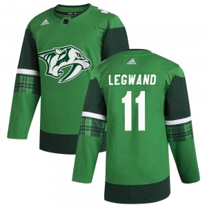 Authentic Adidas Youth David Legwand Green 2020 St. Patrick's Day Jersey - NHL Nashville Predators