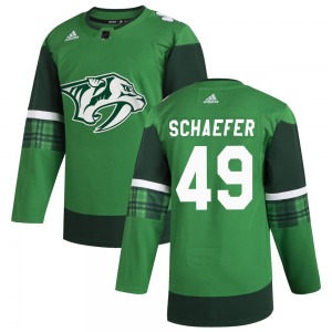 Authentic Adidas Youth Reid Schaefer Green 2020 St. Patrick's Day Jersey - NHL Nashville Predators