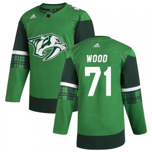 Authentic Adidas Youth Matthew Wood Green 2020 St. Patrick's Day Jersey - NHL Nashville Predators