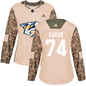 Authentic Adidas Women's Juuse Saros Camo Veterans Day Practice Jersey - NHL Nashville Predators