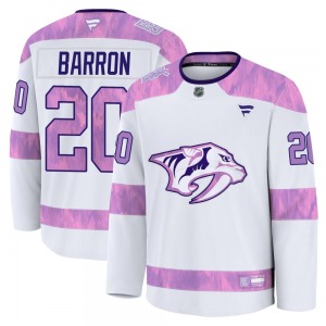 Premium Fanatics Adult Justin Barron White 2024 Hockey Fights Cancer Practice Jersey - NHL Nashville Predators