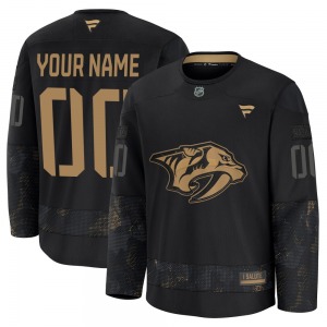 Premium Fanatics Youth Custom Black Custom 2024 Military Appreciation Practice Jersey - NHL Nashville Predators