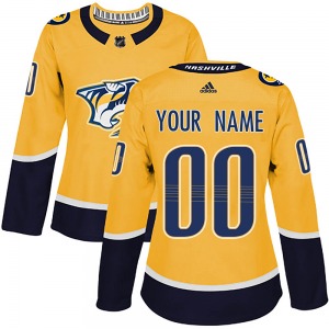 Authentic Adidas Women's Custom Gold Custom Home Jersey - NHL Nashville Predators