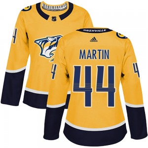 Authentic Adidas Women's Brady Martin Gold Home Jersey - NHL Nashville Predators
