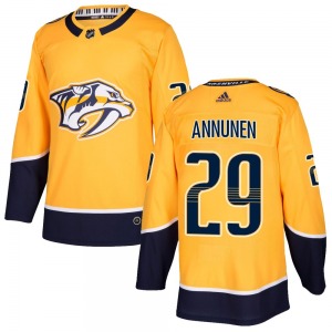 Authentic Adidas Youth Justus Annunen Gold Home Jersey - NHL Nashville Predators