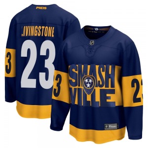 Breakaway Fanatics Branded Youth Jake Livingstone Navy 2022 Stadium Series Jersey - NHL Nashville Predators