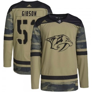 Authentic Adidas Youth Andrew Gibson Camo Military Appreciation Practice Jersey - NHL Nashville Predators
