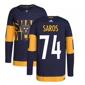 Authentic Adidas Youth Juuse Saros Navy 2022 Stadium Series Primegreen Jersey - NHL Nashville Predators