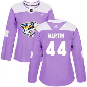 Authentic Adidas Women's Brady Martin Purple Fights Cancer Practice Jersey - NHL Nashville Predators