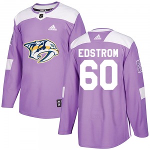 Authentic Adidas Youth David Edstrom Purple Fights Cancer Practice Jersey - NHL Nashville Predators